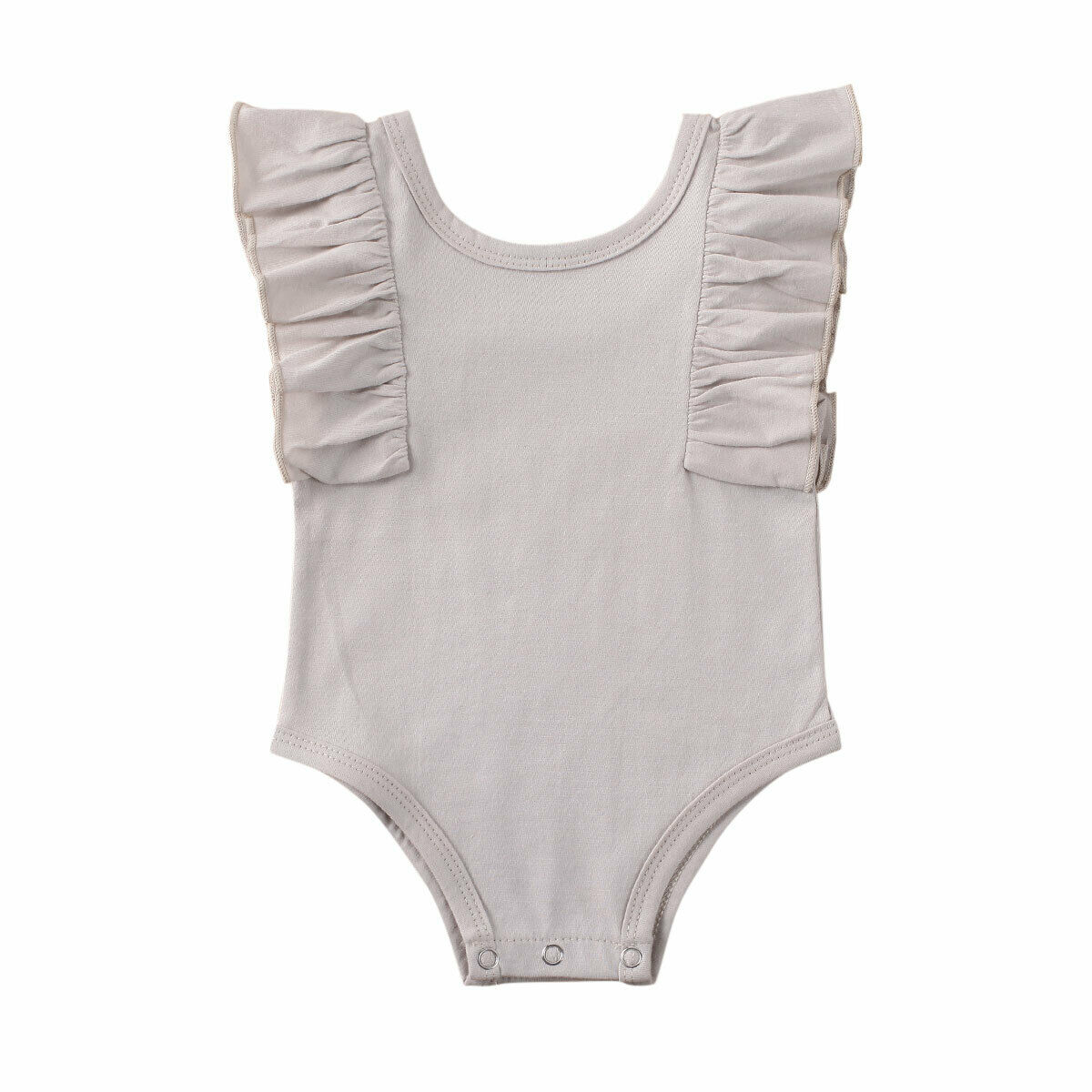 Baby Sommer Kleidung Neugeborenen Baby Junge Mädchen unisex Baumwolle Gesamt Karosserie Rüschen Feste Kleidung einstellen ärmellos Sunsuit: Grau / 6m