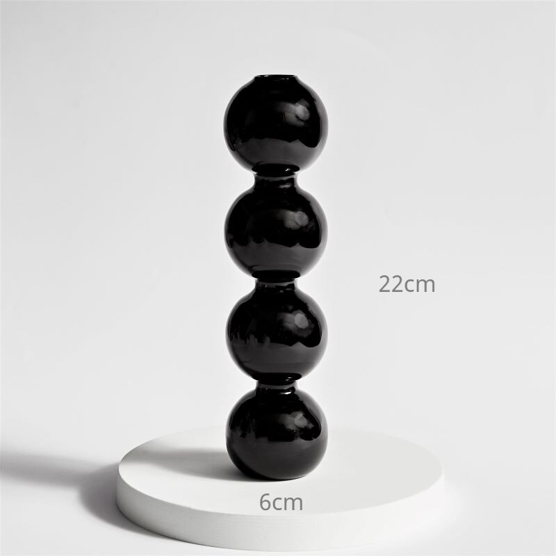 Vase à bulles en verre coloré , Arrangement de fleurs, ornements de Table hydroponique, décoration de maison: Tall Black