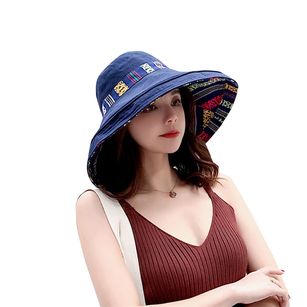 Sombrero de ala ancha a la para mujer, sombrero de invierno cálido Retro con patrón étnico Fedora, sombrero de ala ancha, sombrero flexible para mujer, invierno cálido: Navy Blue