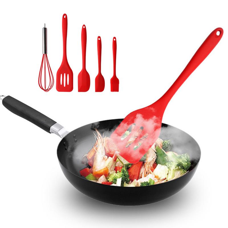 Juego de utensilios de cocina de silicona resistente al calor, 5 uds., utensilios de cocina, utensilios de repostería, espátula, cuchara, accesorios,