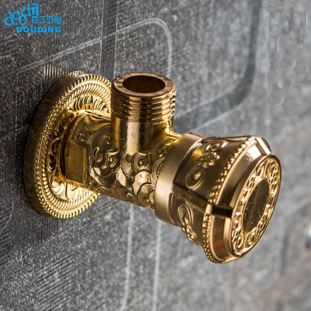 DooDii Golden Angle Valves 1/2"malex1/2" Kitchen Bathroom Accessories Angle Valve for Toilet Sink BasinWater Stop Valve Toilet