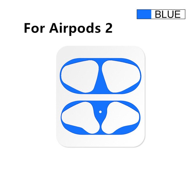 Protector de polvo de Metal para Airpods, pegatina de accesorios para la piel de Apple, caja de carga, Protector para Airpods 2, Airpods 2: blue for airpods 2