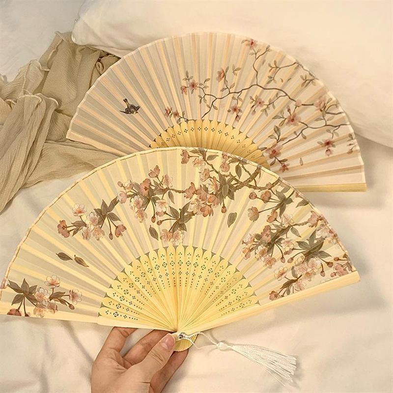 Abanico de mano plegable para decoración floral, abanico japonés de bambú antiguo para mujer, abanicos personalizados para baile, accesorios de decoración para de boda, abanico para mujer