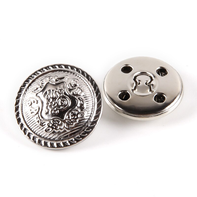 Boutons en métal pour veste, accessoires de couture, Style britannique, Vintage, pour manteau, costume: Silver / 20mm-10pcs