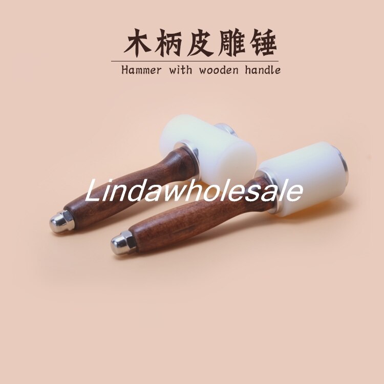 DIY handmade leather craft hammer printing tool nylon hammer with wooden handle