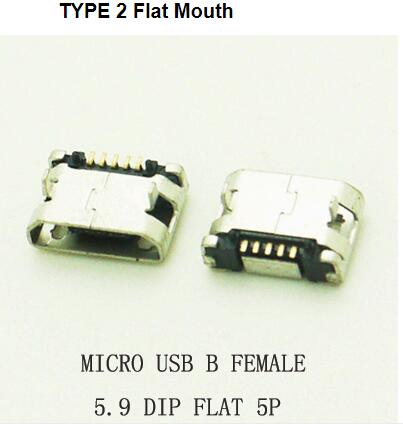 10 stks/partij 5Pin 5.9mm Micro USB 5pin DIP Vrouwelijke connector voor mobilephone Mini USB jack PCB lassen socket PLATTE MOND