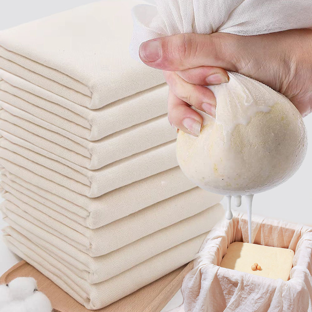 Coladores de bolsa de tela de leche de nueces reutilizables, algodón Natural sin blanquear, queso, yogur, filtro de Tofu, colador de malla fina para Cocina