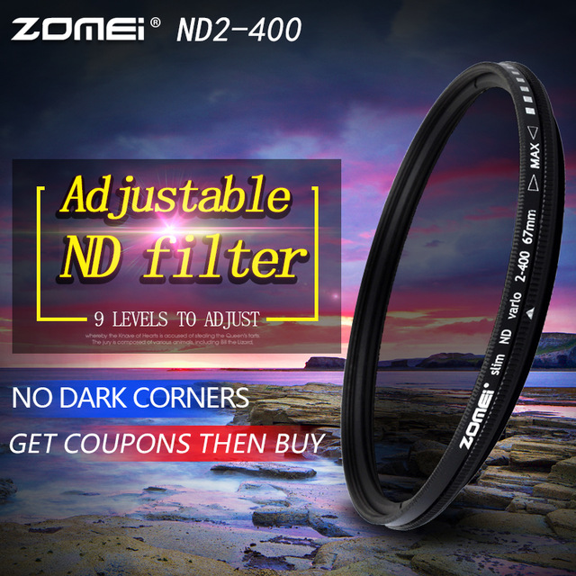 ZOMEI Glass Schlank ND2-400 Neutral Density Fader Variable ND filter Einstellbare 49/52/55/58/62 /67/72/77/82mm