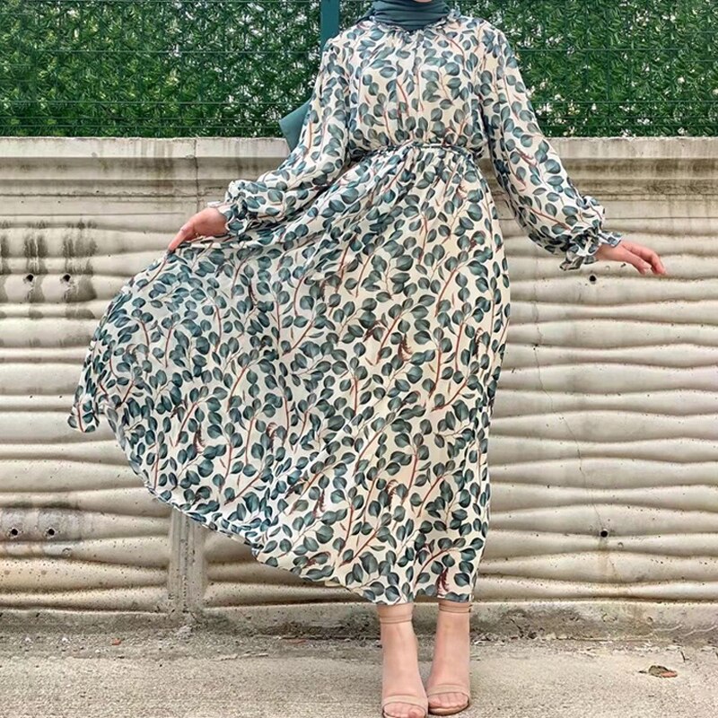 Sommer muslimische muslimische Frau Kleid Chiffon Dubai Abaya Ramadan afrikanische elegante Kleider für Frauen Abayas Kaftans Truthahn bescheiden: XXL / Gold