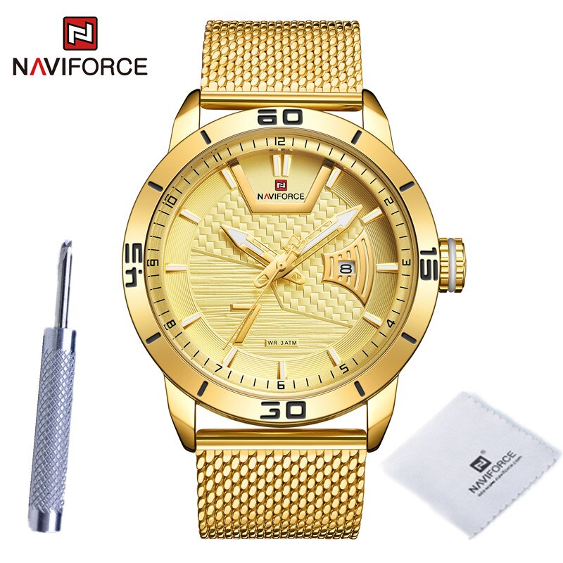 Top Brand Naviforce Business Heren Horloges Roestvrij Stalen Band Horloges Waterdicht Mannen Klok Relogio Masculino: GG