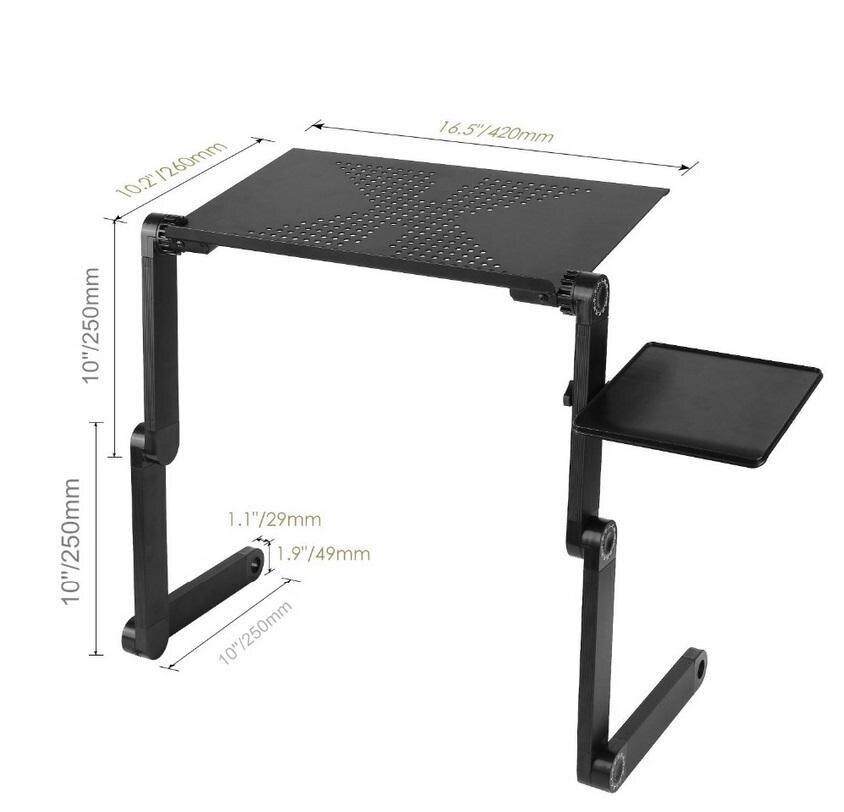 Alloy Folding Portable Laptop Desk Ergonomic Aluminum Bed Laptop Stand Pc Table Notebook Table Desk Stand With Mouse Pad