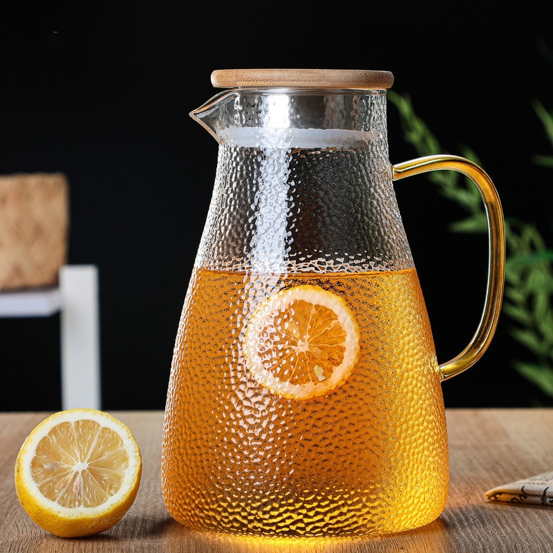 Transparent vattenkanna glas vattenkanna 1000ml/1500ml värmebeständig vattenkanna och glasuppsättning rund vattenkokare som kokar för te hem