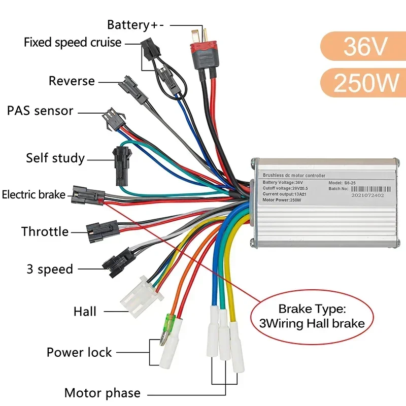 Bicicleta Elektrische Borstelloze Controller 25A 36V 48V 500W 350W Elektrische Scooter BLDC Controller Voor Scooter fiets Accessoires: Donker Kaki