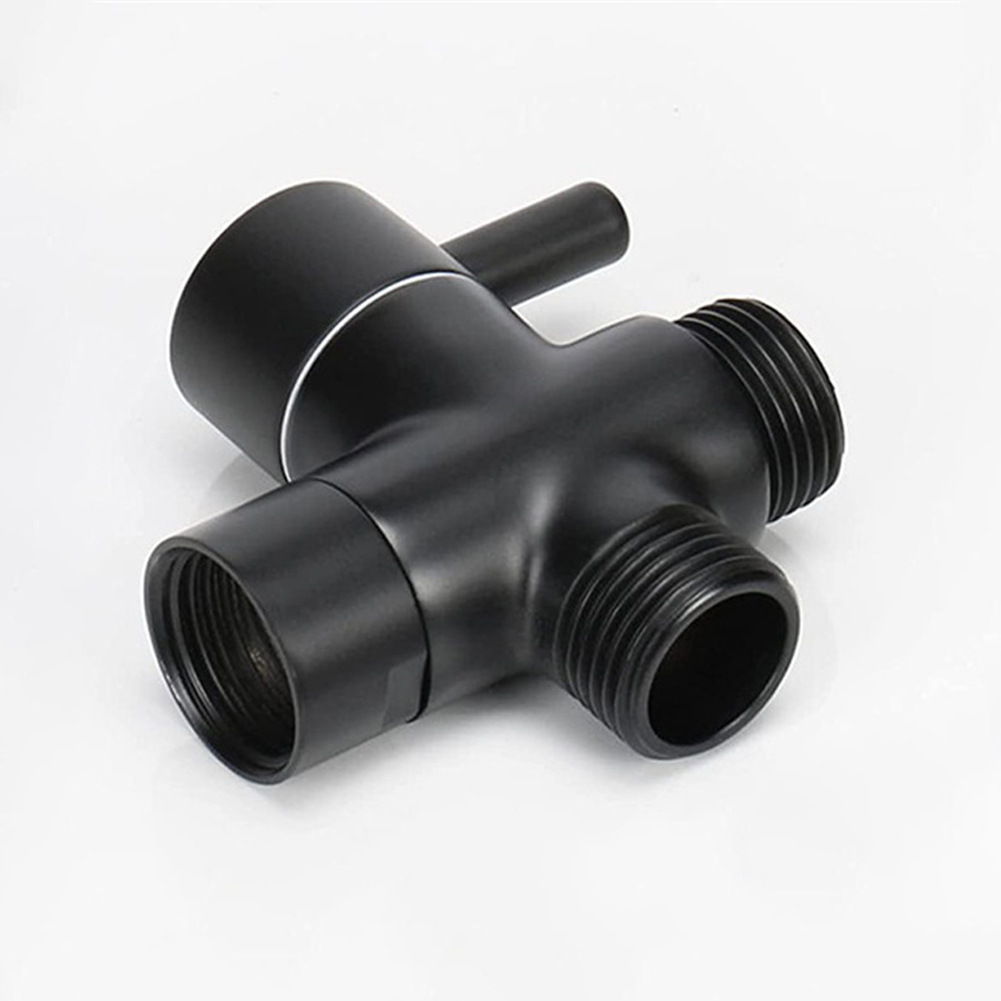 Válvula desviadora de latón de 3 vías G1/2 pulgadas, convertidor adaptador en T negro para conector de grifo de agua de ducha, separador de agua para grifo de baño