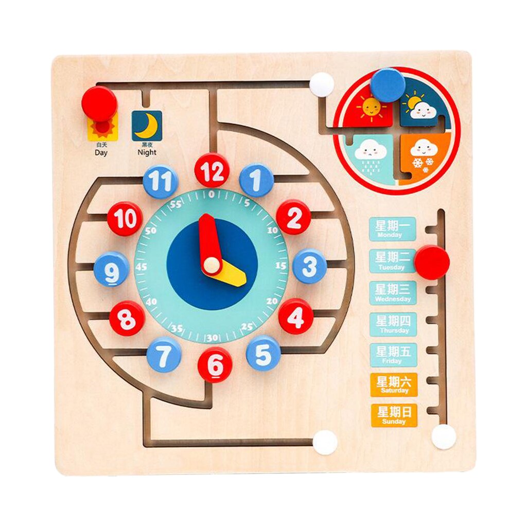 Reloj de madera para niños, tablero educativo, juguete educativo