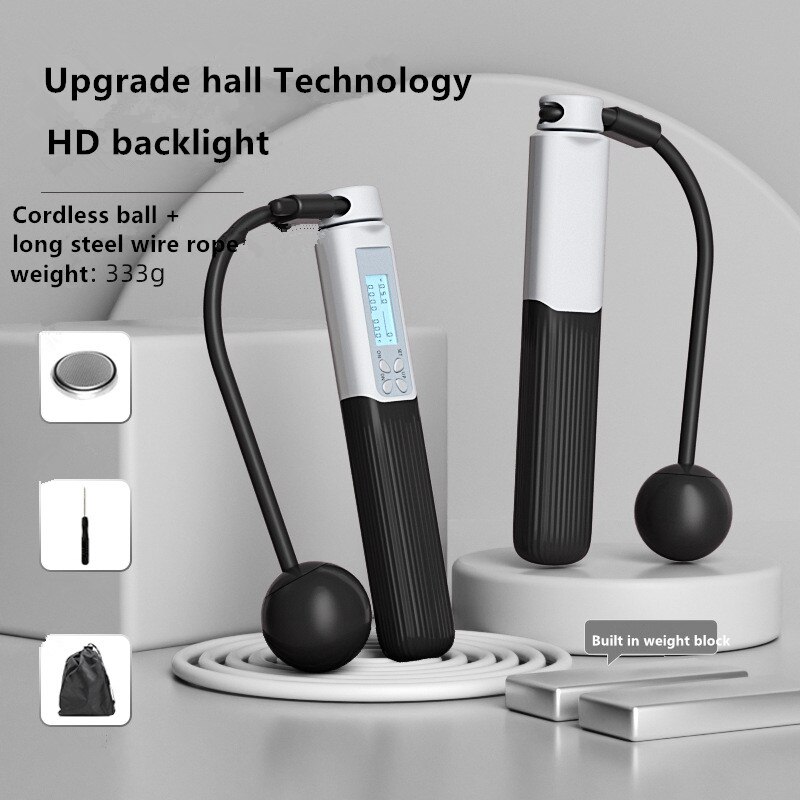Cuerda de conteo inteligente para saltar, accesorio inalámbrico para gimnasio, Fitness, Crossfit, rodamiento de peso, fitness, aeróbico, quema de grasa: Classic black03