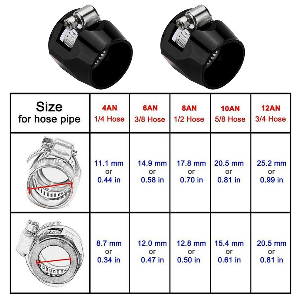 2Pcs Finisher Klem Met Schroef Band Slang End Cover Aluminium Slang Connectors Slangklemmen AN4 6 8 10 12 olie Brandstof Slangklem End