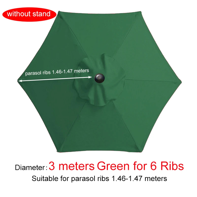 Parasol étanche anti-UV, gril de subdivision sans support, jardin extérieur, couverture de parapluie, parasol, 2/2 m, 7 m, 3m: kaki foncé