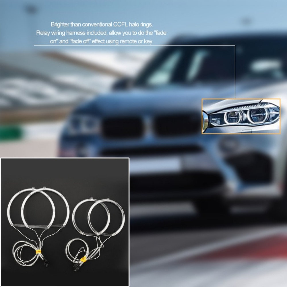 Linterna halógena no HID blanco/amarillo LED CCFL Angel Eyes Halo Ring Kit para BMW E46 3 Series 1999-2004