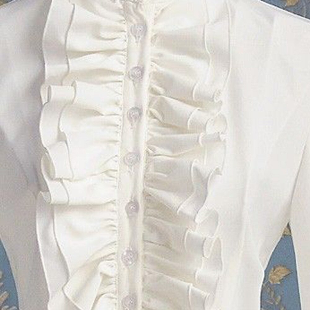 Women Retro Blousers Ruffles Lolita Floral Stand Collar Shirt Medieval Blouses Gothic Lolita Blouse Victorian Women Ladies Shirt