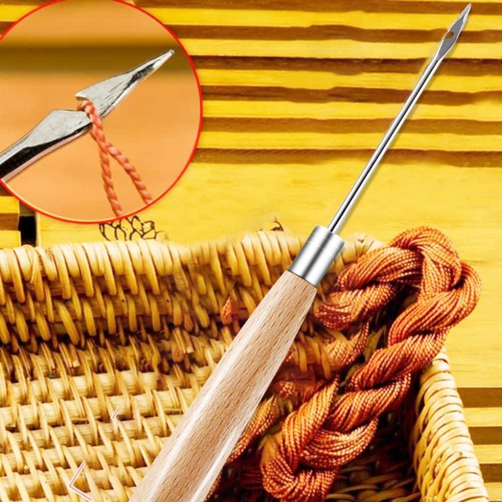 KAOBUY 2PCS Leather Sewing Awl With Wood Handle, Hollow, Speedy Stitcher Sewing Awl For Leather DIY Sewing &amp; Stitching
