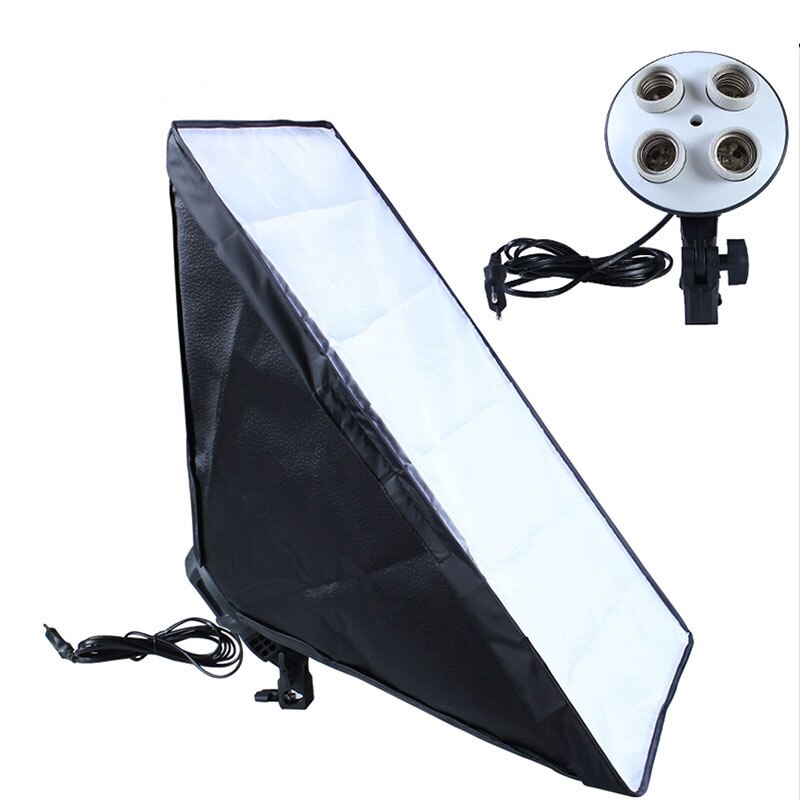 Fotografie Softbox Verlichting Kit 50*70Cm Vier Socket Lamp Softbox E27 Lamphouder Photo Soft Box Voor Fotografie foto Studio: Default Title