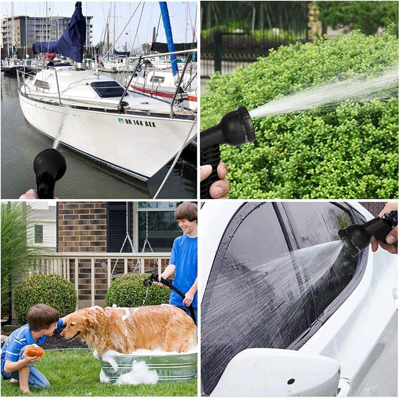 Flexible Garden Hose 25-100Ft Water Hose Expandable with 3-Way Latex Core Fabric High Density 8 Functional Spray Nozzle Set