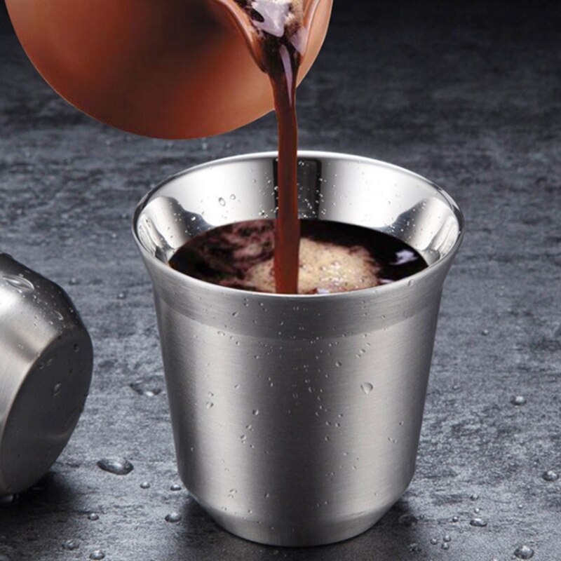 Espresso Mugs Double Wall Stainless Steel Espresso Cups Set,Insulated Coffee Mugs Last for Years Easy Clean