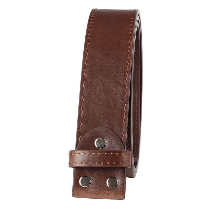MYMC-Cinturón de cuero sintético sin hebilla para hombre, accesorios de cinturón de bricolaje, cinturones universales para exteriores, banda de cintura hecha a mano de 3,8 cm de ancho: Brown / about 130cm