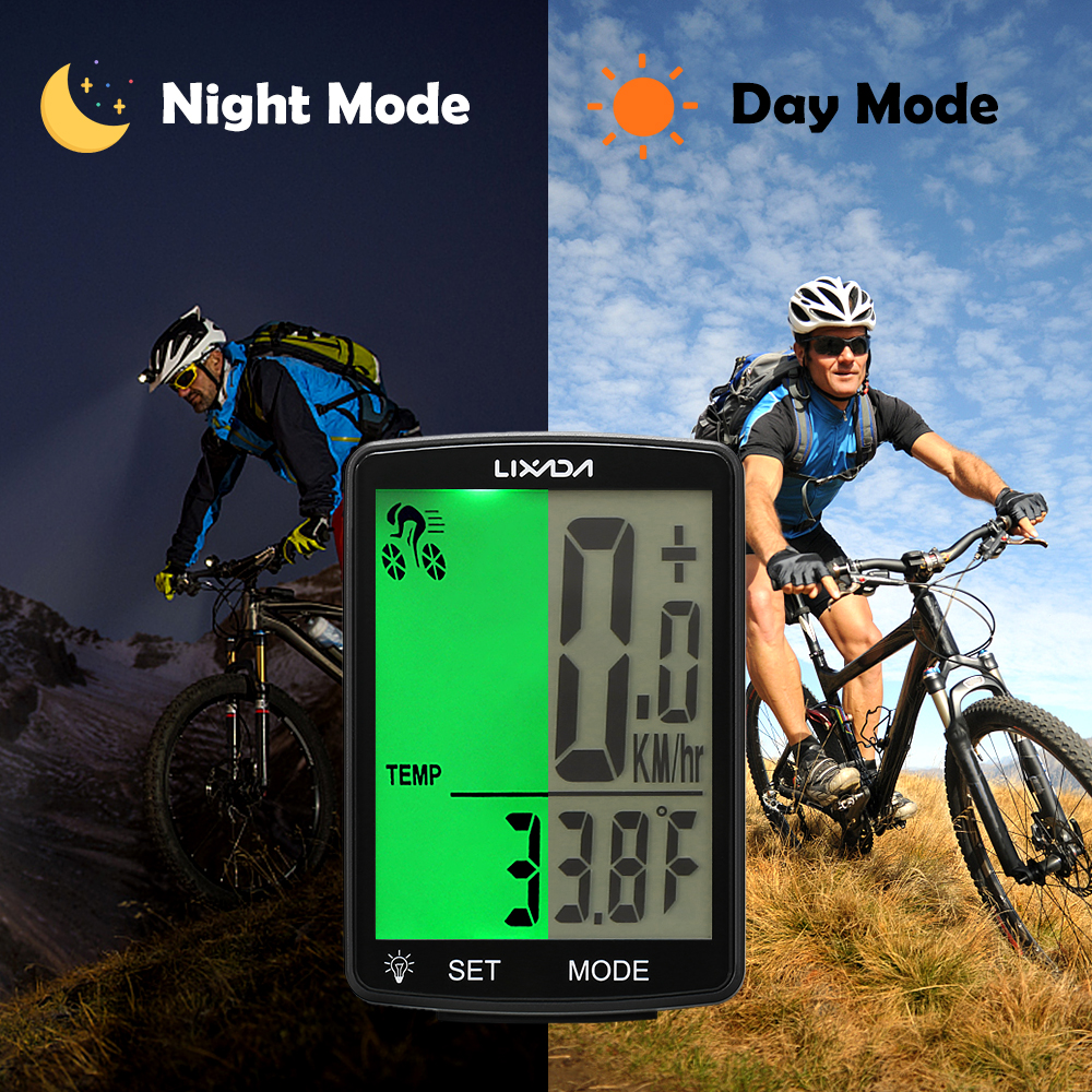 Computador LIXADA-bicicleta sem fio com tela LCD, MTB velocímetro, odômetro, IPX6 impermeável, medição do ciclo, temperatura, cronômetro