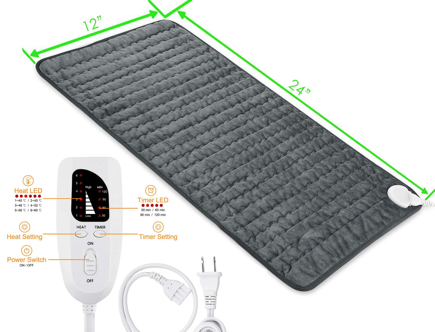 6 Heat Modes Microplush Electric Heating Pad for Abdomen Waist Back Pain Relief Winter Warmer Fast Heat Pad with EU/US Plug