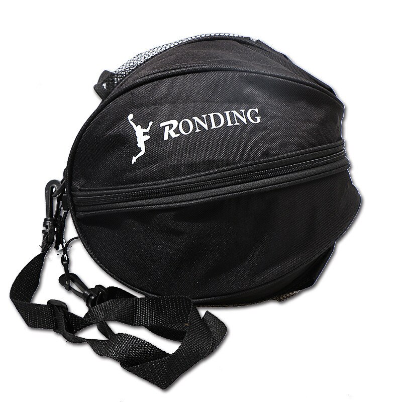 Justerbar universel sportspose basketballbold fodbold volleyball rygsæk håndtaske rund form skulderrem rygsække opbevaring: Sort