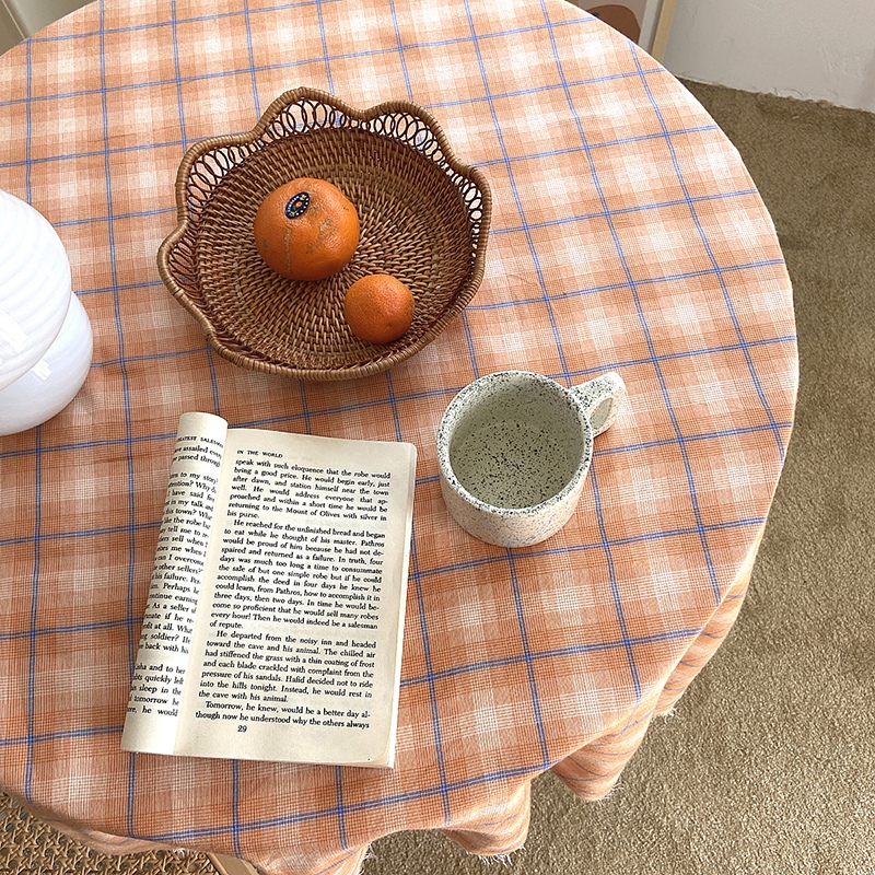 INS Plaid Tablecloth Cotton Linen Dust Proof Fresh Checkered Table Cloth Photo Props Background Home Dining Table Decor Cover