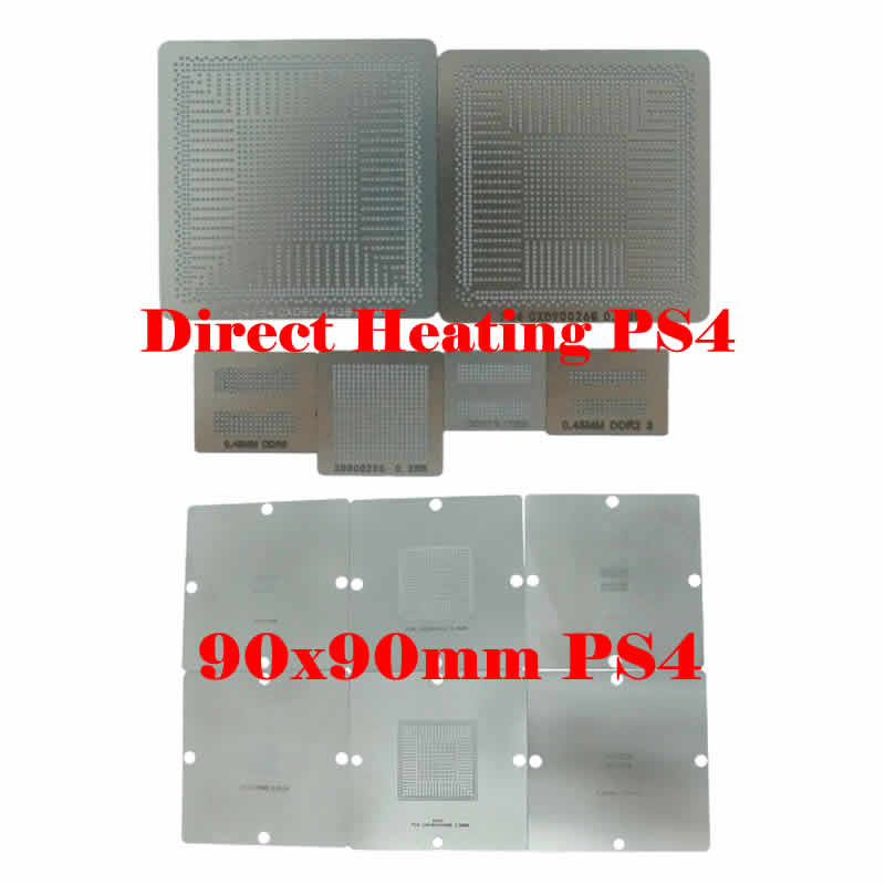 BGA Universal Reballing Stencils PS4 90x90mm with Template Jig for SMT SMD Chip iPhone Mobile Reworking Rpairing Station Tool