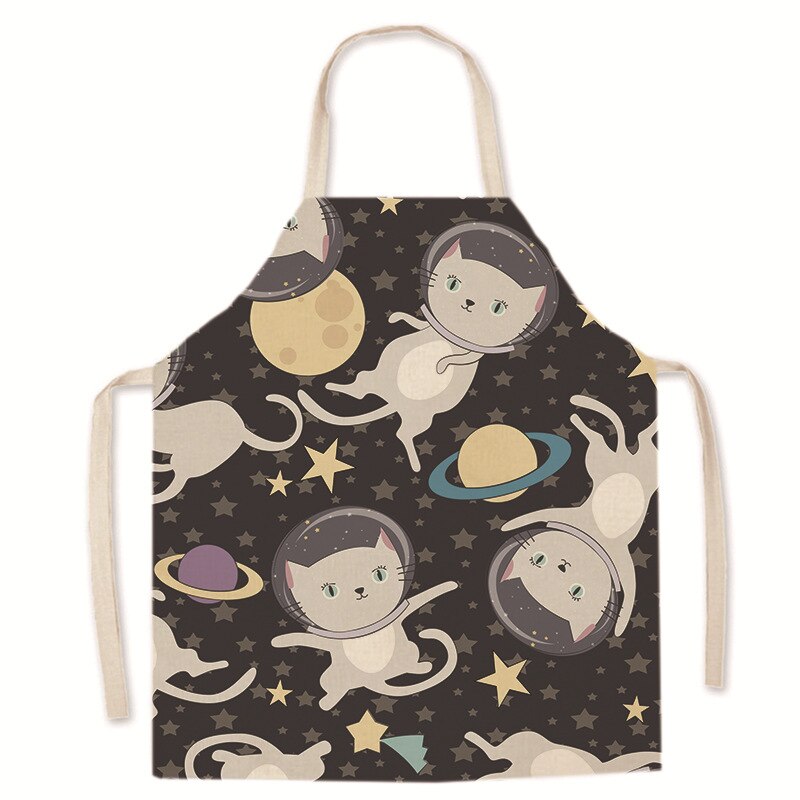 grembiule cucina donna grembiule cucina bambina Cartone animato genitore-figlio gatto stampa modello grembiule di lino cucina di casa cottura grembiule antivegetativo repellente per olio forniture per lavori domestici: Rose Red / 68x55cm adultsize