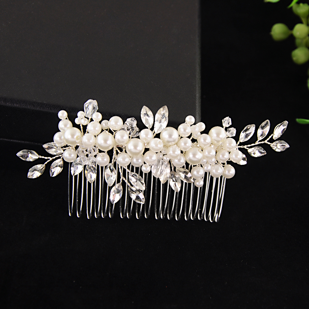 Trixy  h13 rhinestone hår kam brude tilbehør perle hår kam bryllup hår klip brude hår smykker hår ornamenter hovedstykke