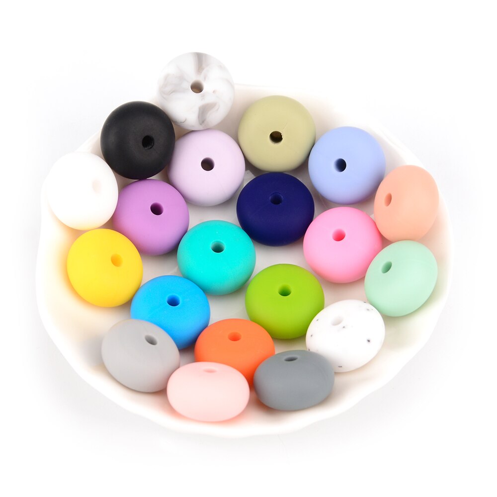 LOFCA 50 pcs/lot 14mm Mini boulier perles de Silicone en vrac collier de perles pour bricolage porte-clés collier bijoux accessoires