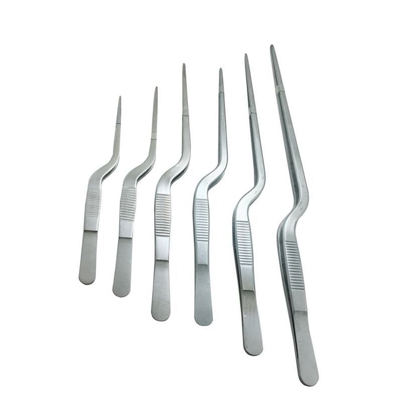 Multiple specifications Chef Plating Tweezer Tongs Serving Presentation Stainless Steel Offset Chef Kitchen Tool