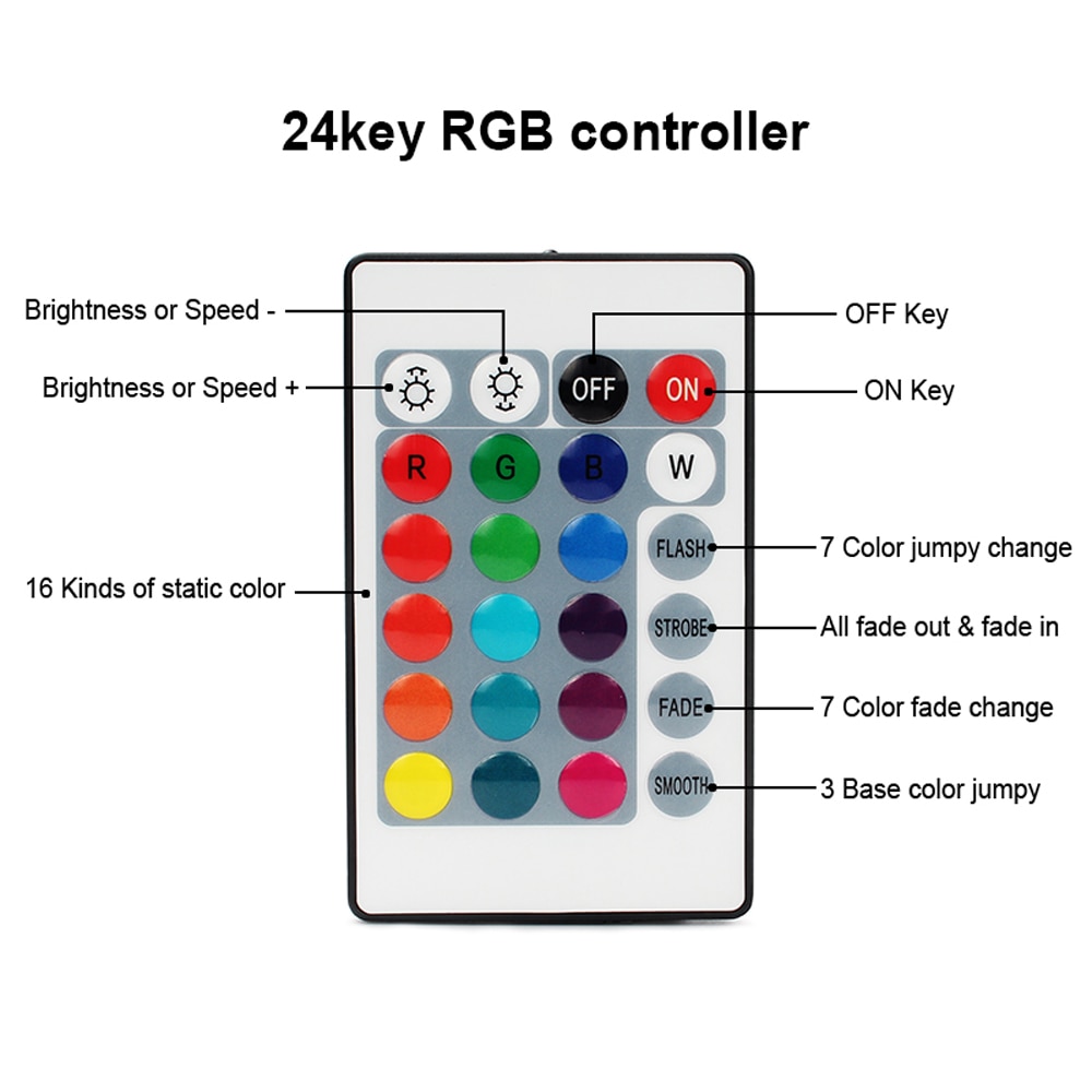 44 Toetsen 24 Toetsen DC12V Dual Connectors Uitgang Ir Afstandsbediening Rgb Controller Lamp Dimmer Voor 10M 5M 3528 2835 5050 Rgb Led Strip Licht
