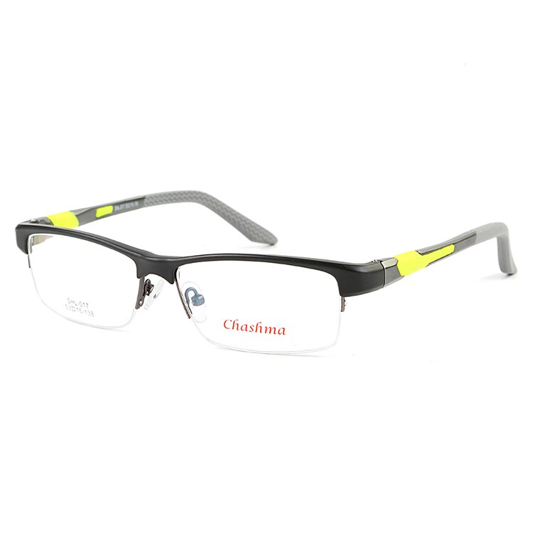 Chashma TR90 Rahmen Aluminium Magnesium Tempel Frühling Scharnier Halb Rand Brillen Sport Stil Gläser Rahmen für Männer: Schwarz mit grau