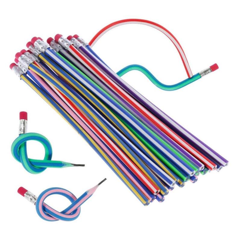 20pcs 10pcs 5pcs Soft Flexible Bendy Pencils Fun Bend Soft Pencil Band Kids Children School Supplies Stationery