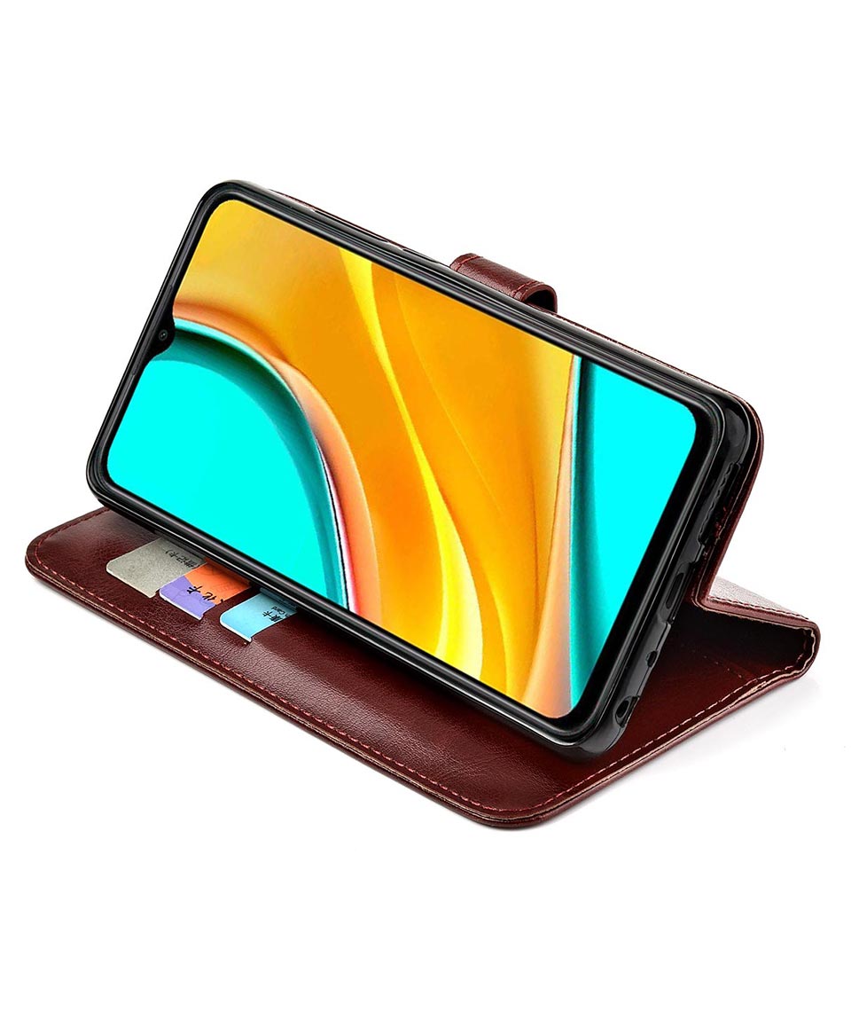 Leren hoesje voor xiaomi redmi 9 hoesje redmi 9 hoesje achterkant telefoon fliphoesje voor xiaomi redmi 9