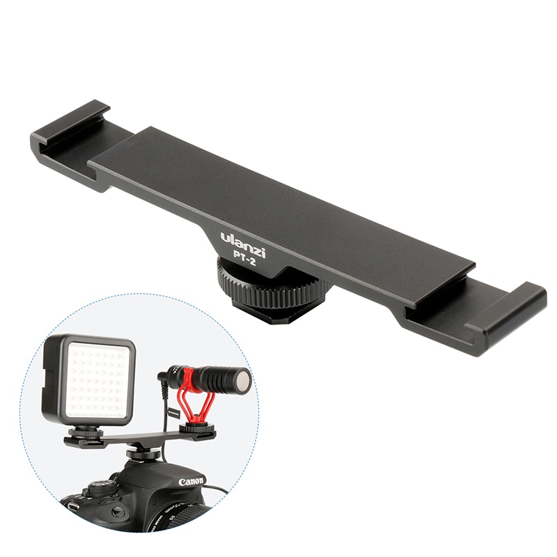Ulanzi PT-2 Metalen Koude Schoen Plaat Universele 2 Shoe Mount Extension Bar Dual Beugel Met 1/4 "Draad Voor microfoon/Verlichting