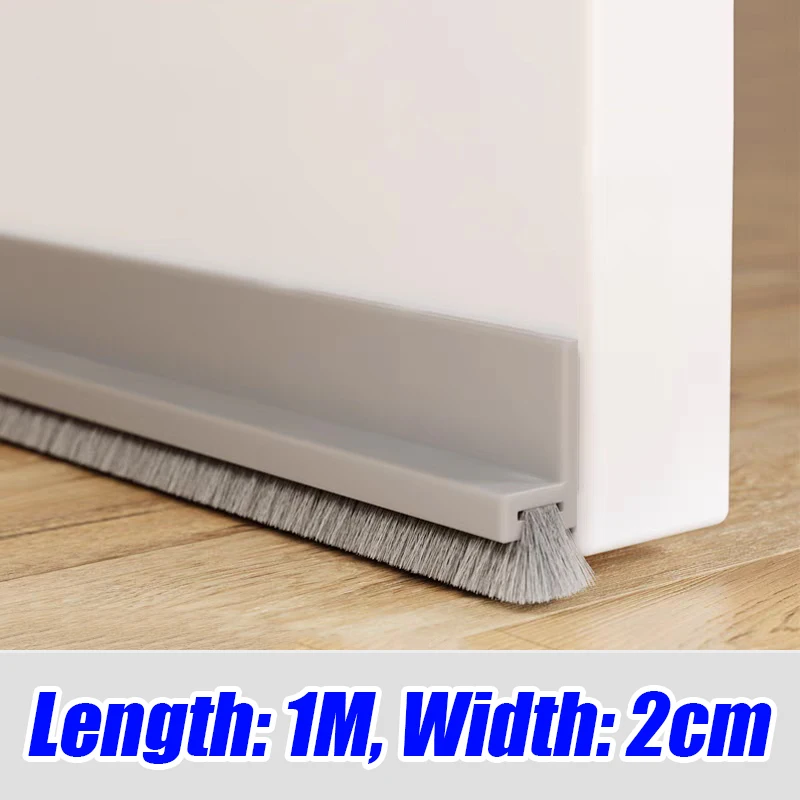 1/5M Self-adhesive Wind Dust Blocker Stopper with Brush Door Sealing Draft Stopper Strip Home Bedroom Sound Insulation Strip: light green / Other