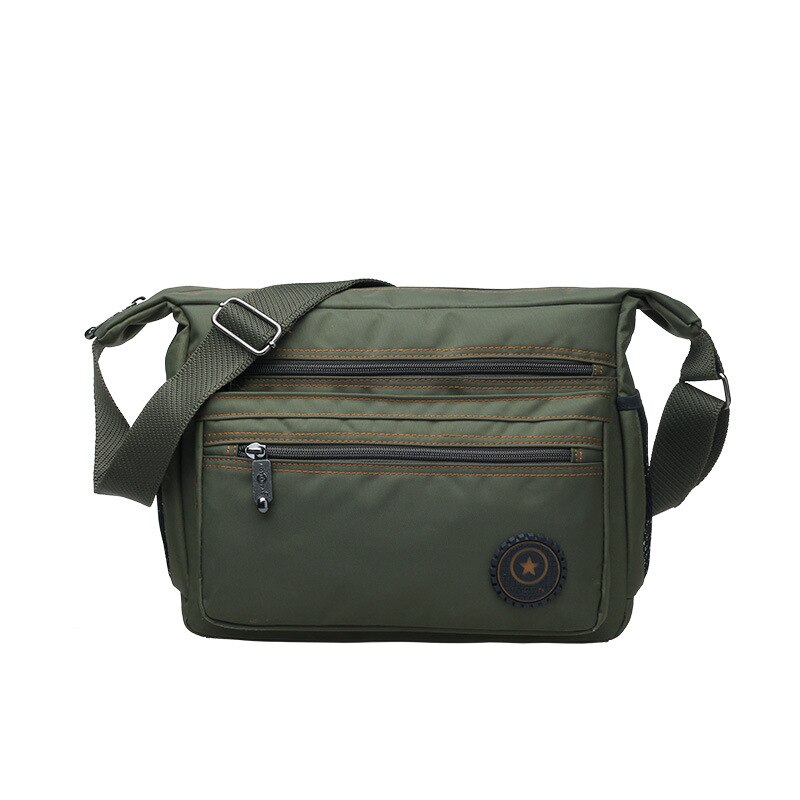 Nylon crossbody tasker enkelt skulder tasker rejse afslappet håndtasker besked tasker solid lynlås skoletasker til teenagere: Militærgrøn