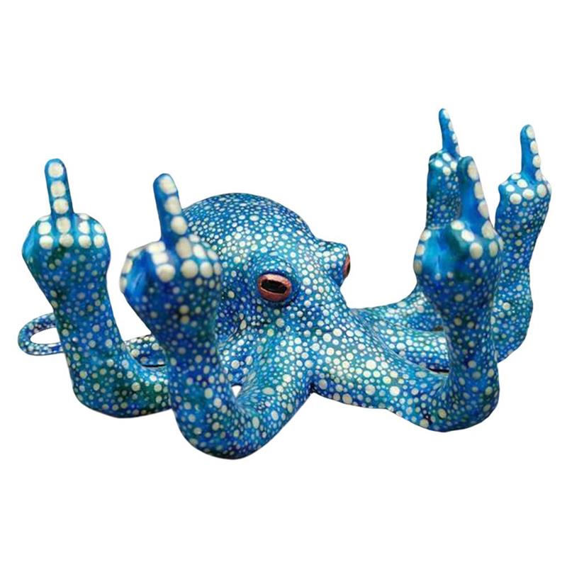 Dieren Octopus Miniatuur Ornamenten Tuin Standbeeld Tafelblad Bar Decoratieve Sculptuur Dier Collectibles Decor: Blue fluorescence