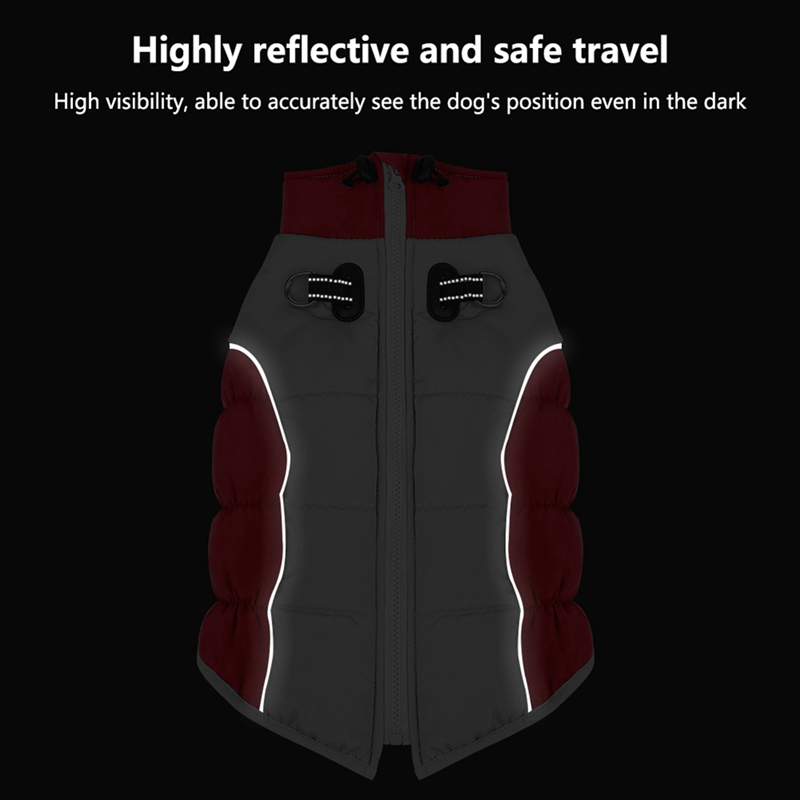 XL-6XL Rits Hond Winter Warm Hondenjas Reflecterend Fleece Hond Koud weervest met riem D-ringen voor middelgrote en grote honden