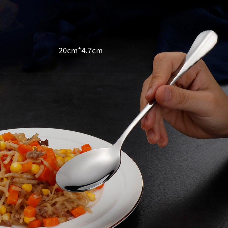 Stainless Steel Large Public Spoon Buffet Service Spoons Long Handle Soup Rice Tablespoon Restaurant Dinnerware Kitchen Utensils: Small round spoon