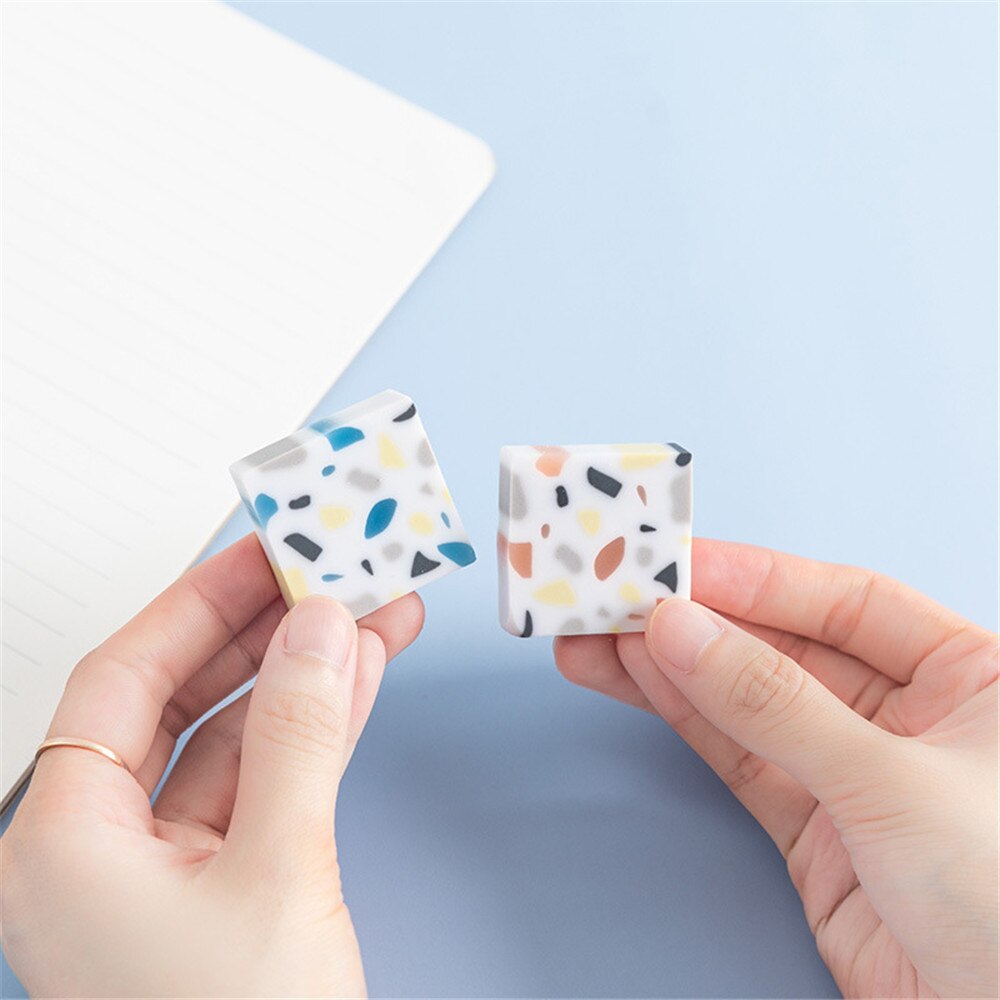 Cute River Stones Pattern Pencil Erasers Students Soft Eraser For Kids Drawing Writing Party Classroom Rewards School Supplies