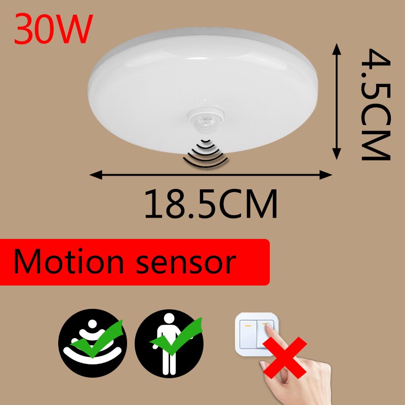 Moderne led plafondlampen met pir-bewegingssensor, 12/18w nachtlampjes voor entree, balkon, gang, led-lampen: 30w bewegingssensoren